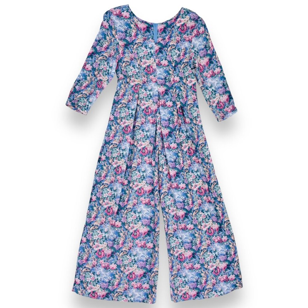 Vintage 80s Floral Soft Flouncy Pleated Jumpsuit Jumper Romper Outfit 7